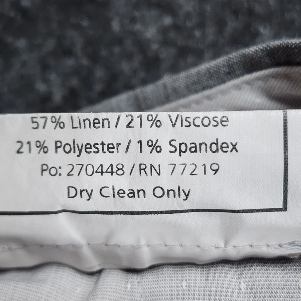 Joseph Abboud Heritage Mens Grey Linen Nova Fides Italian Fabric Pants Sz 40x30